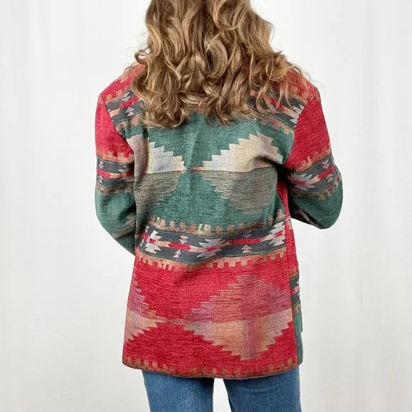 Stunning Vintage Oversized Western Bohemian Blazer Jacket Coat Boho Aztec Tribal - Picture 3 of 9